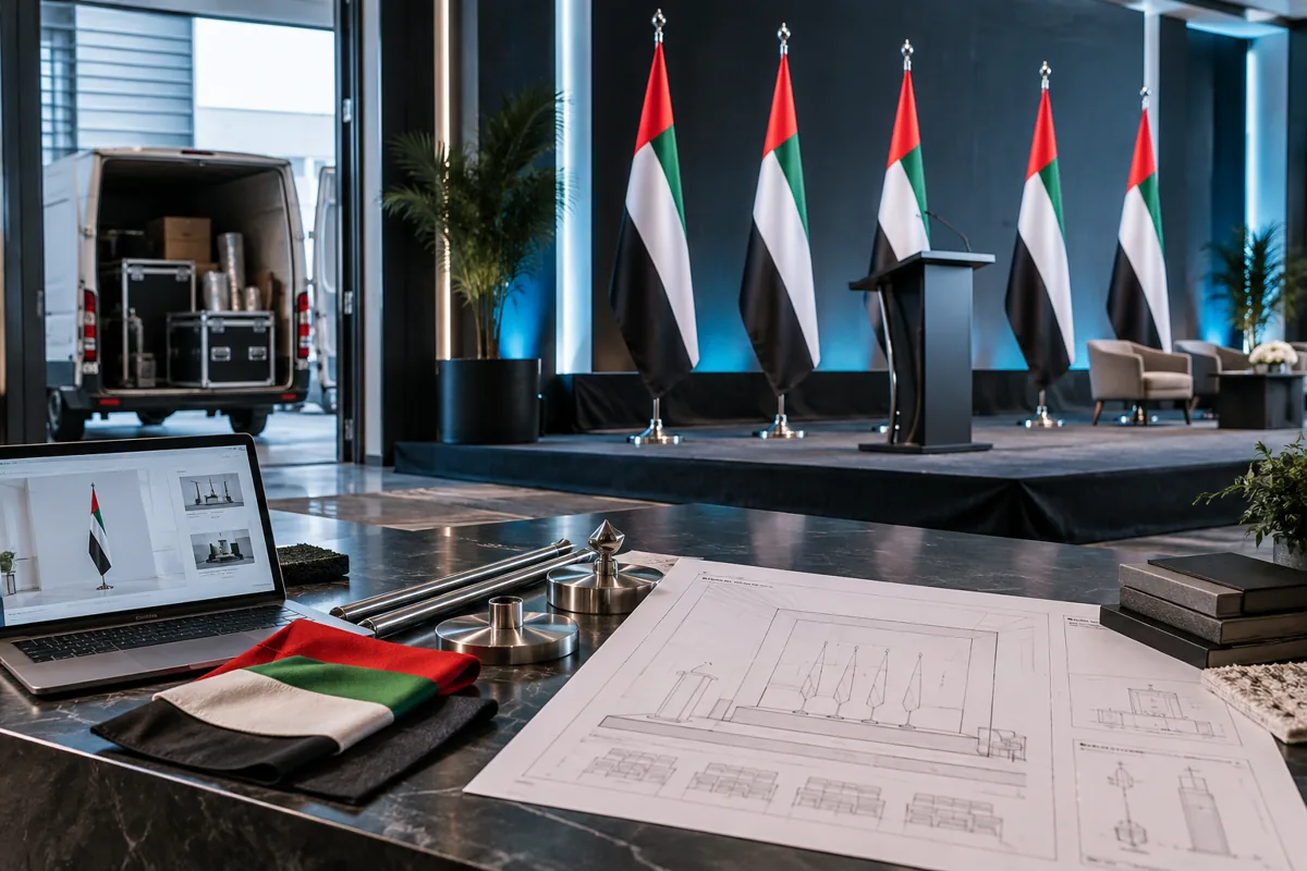 What is included in a floor-standing set? — Conference Flags
