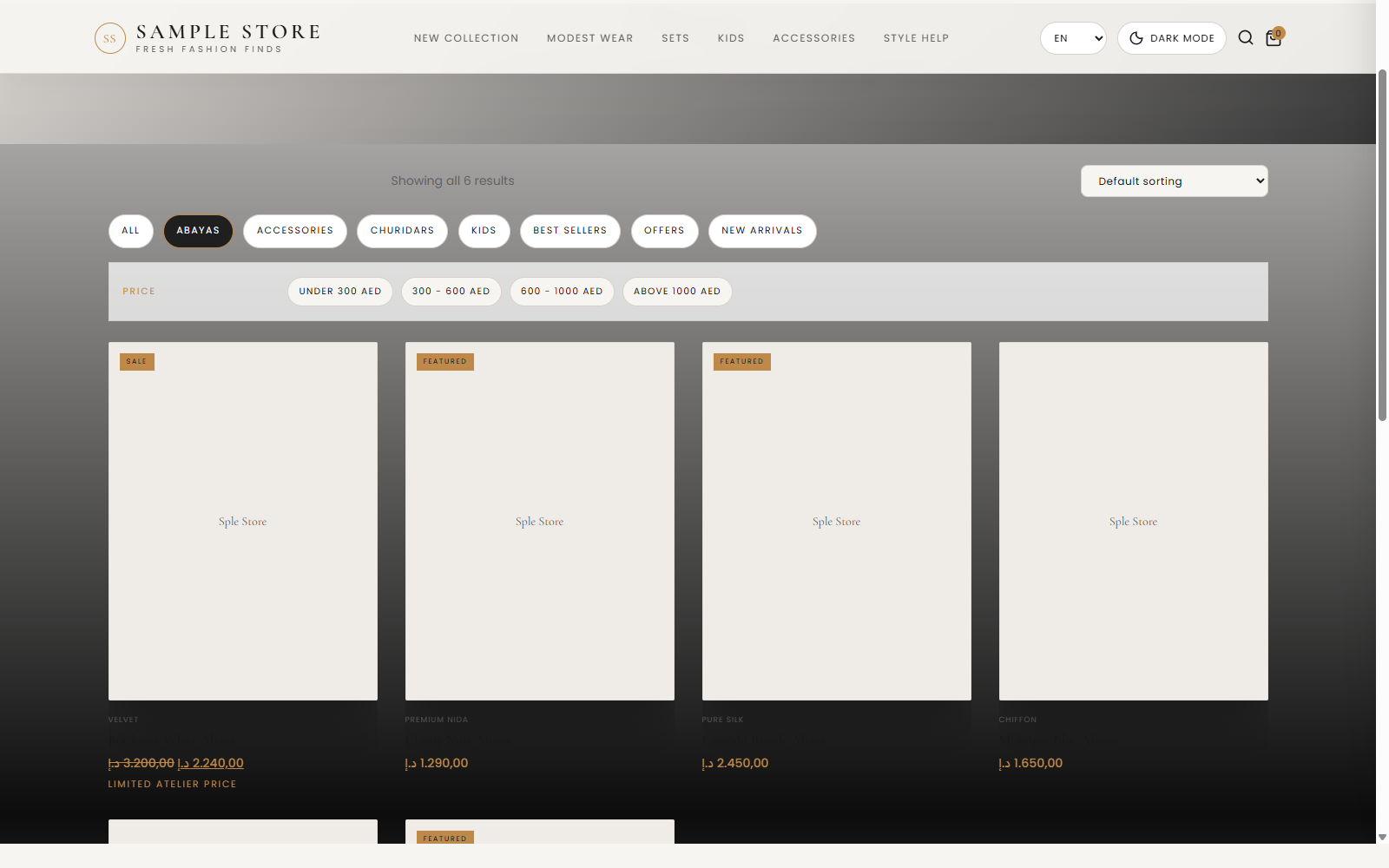 Abayas Category Page