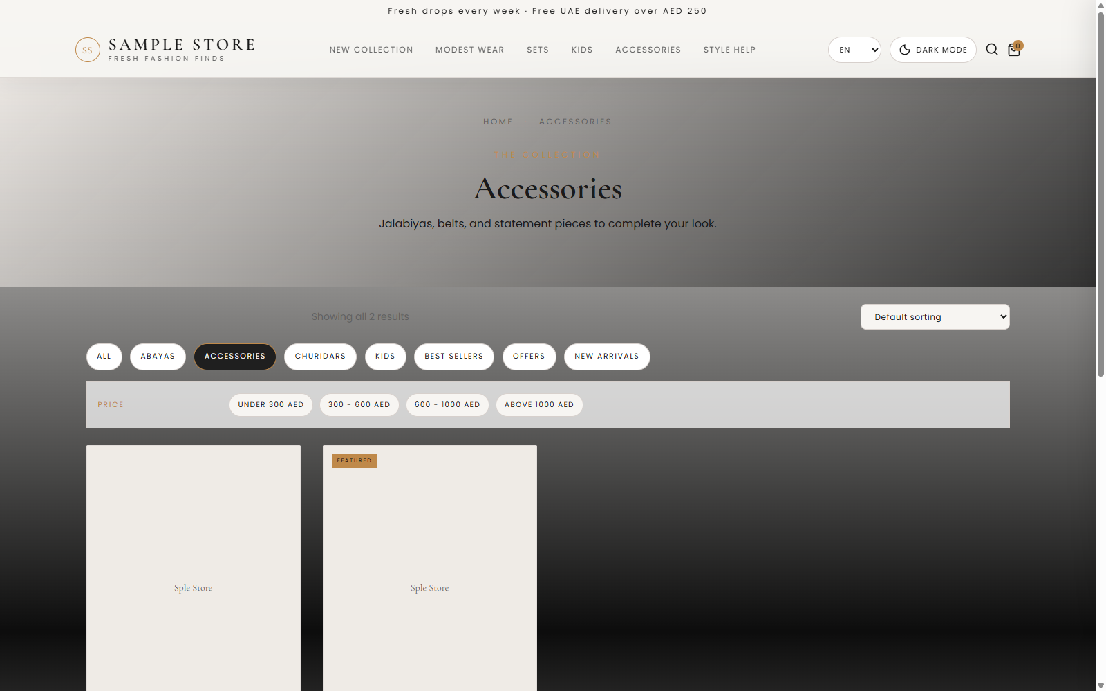 Accessories Category Page