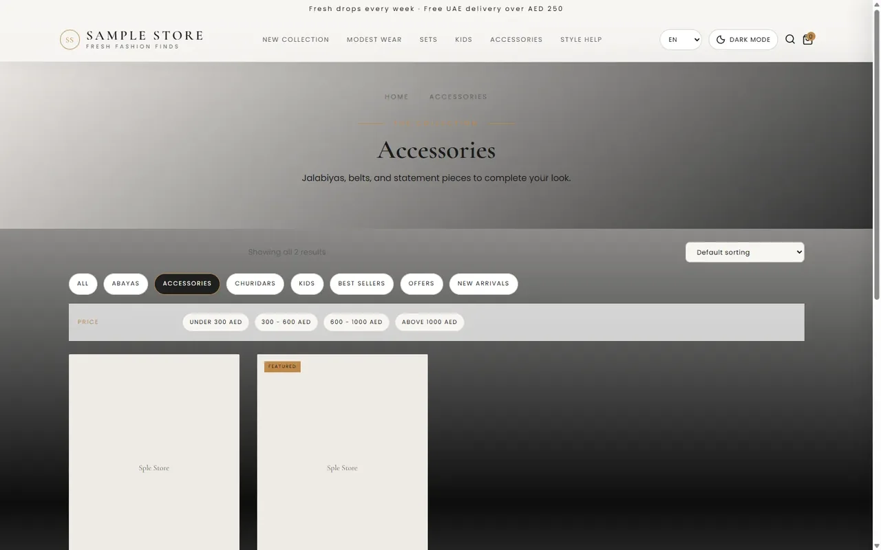 Accessories Category Page
