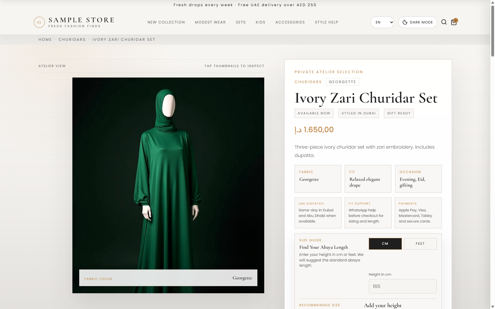 Ivory Zari Product Page