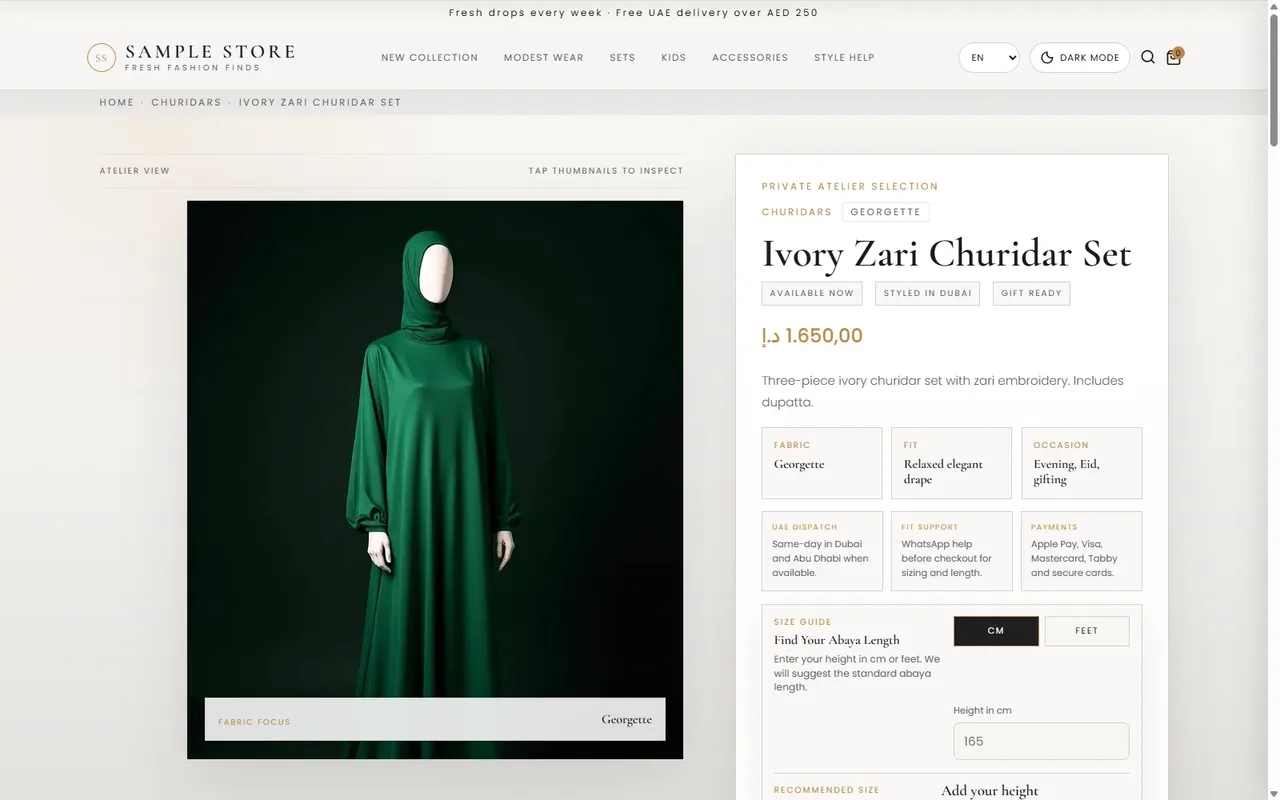 Ivory Zari Product Page