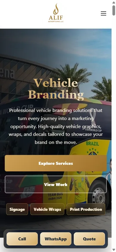 ALIF Advertising LLC Website mobile website screenshot