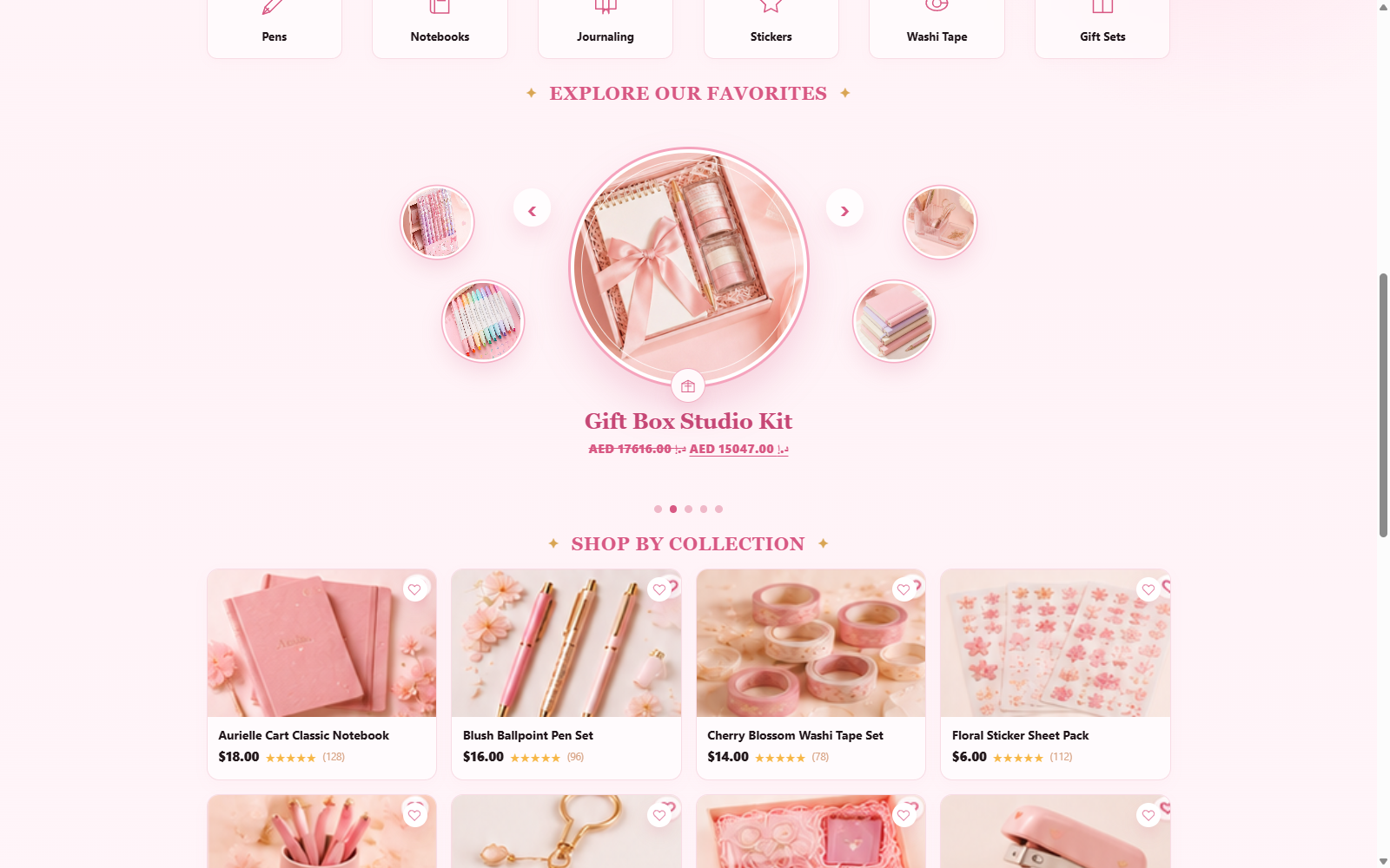 Favorites and product carousel