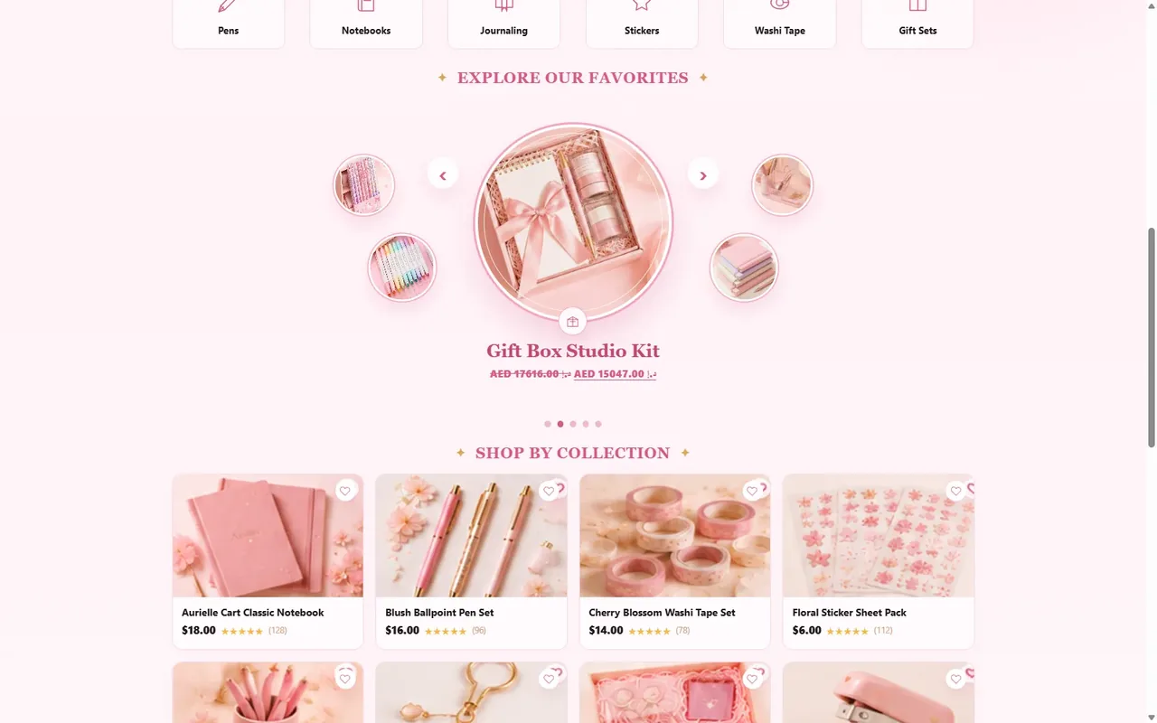 Favorites and product carousel