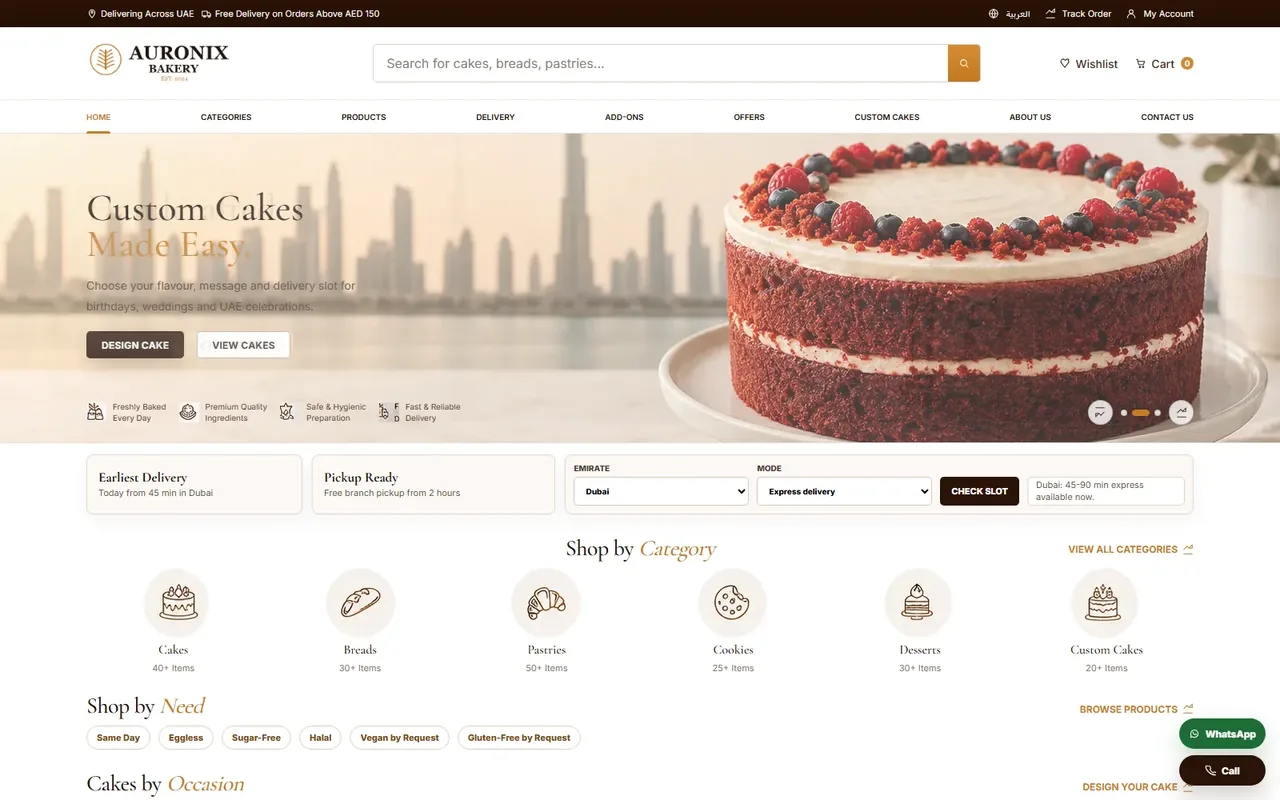 Auronix Bakery E-Commerce Website