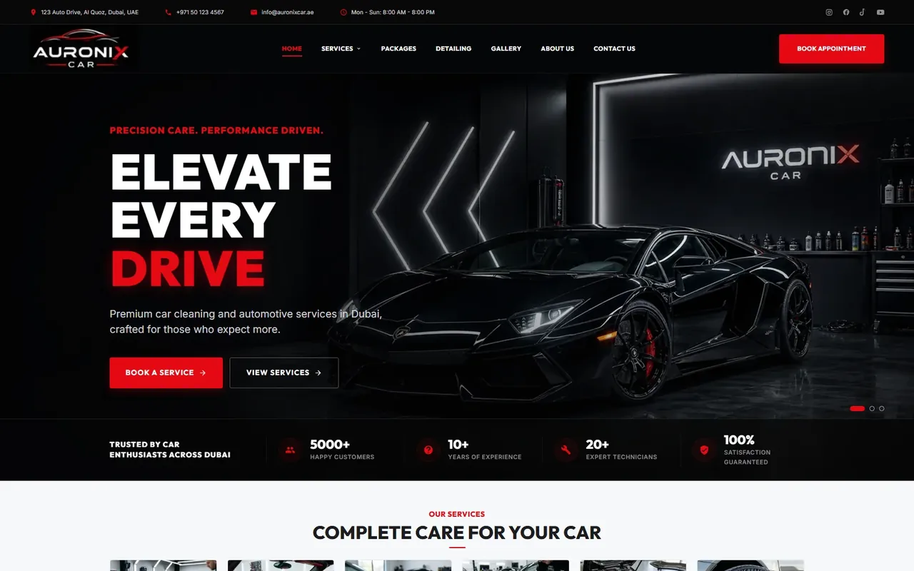 Auronix Car Detailing Website