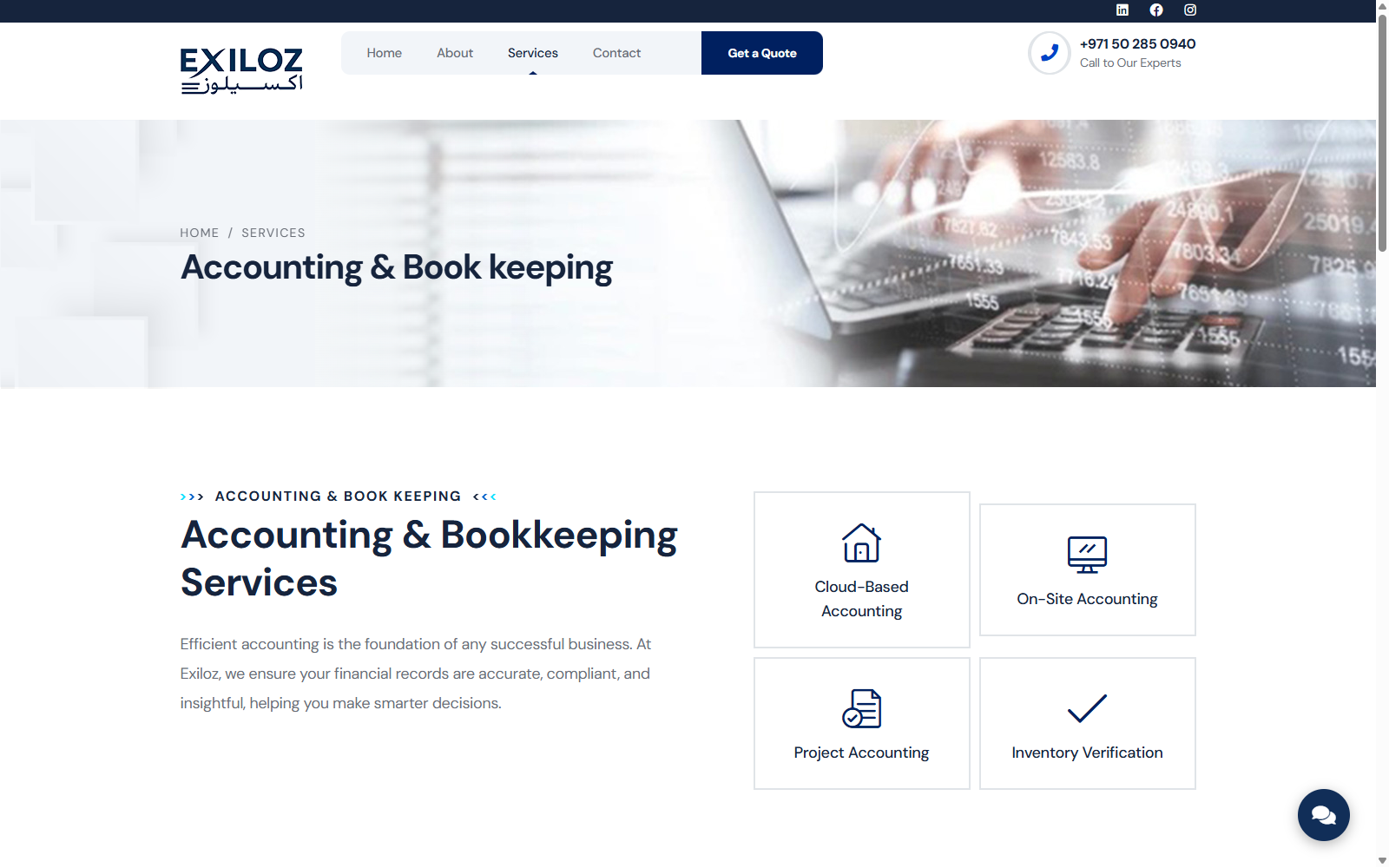 Accounting and services page old screenshot
