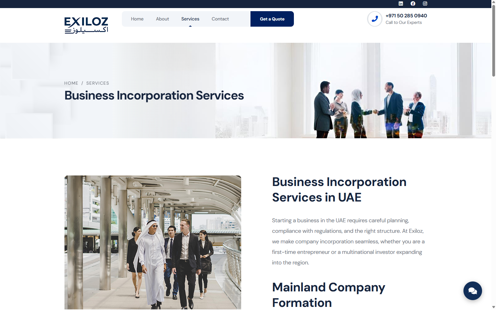 Business incorporation page old screenshot