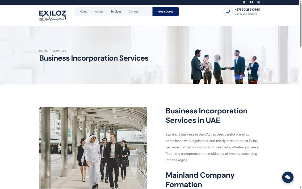 Business incorporation page old screenshot