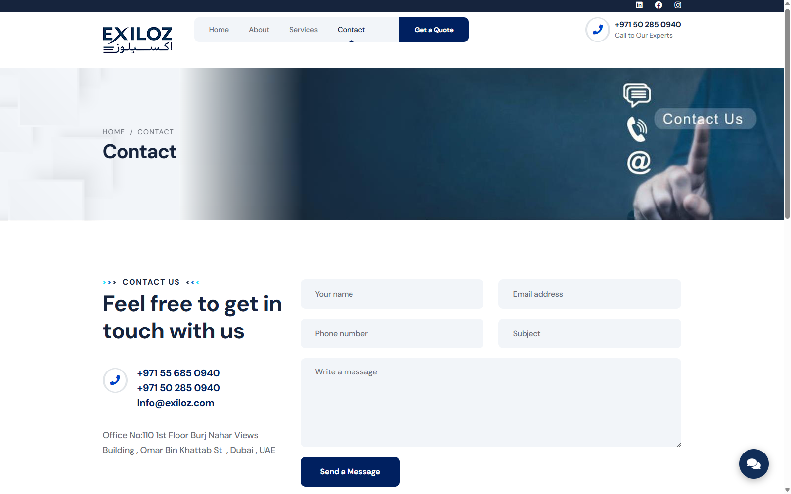 Contact page old screenshot