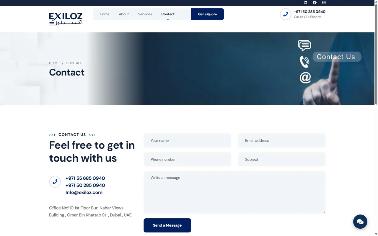 Contact page old screenshot