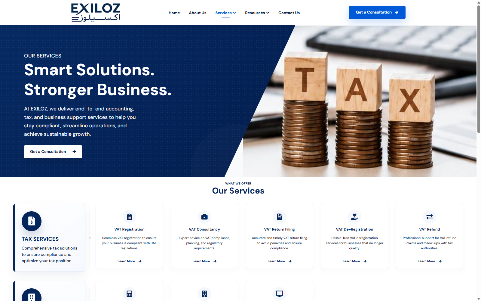 Accounting and services page new screenshot