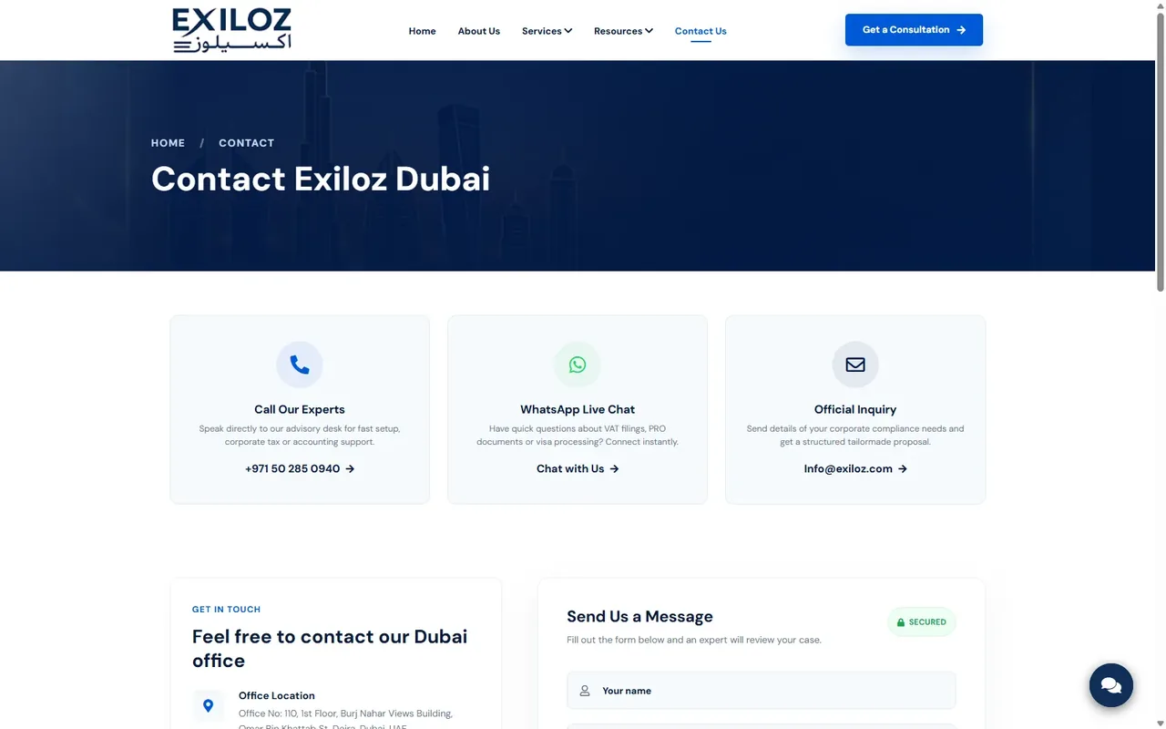 Contact page new screenshot