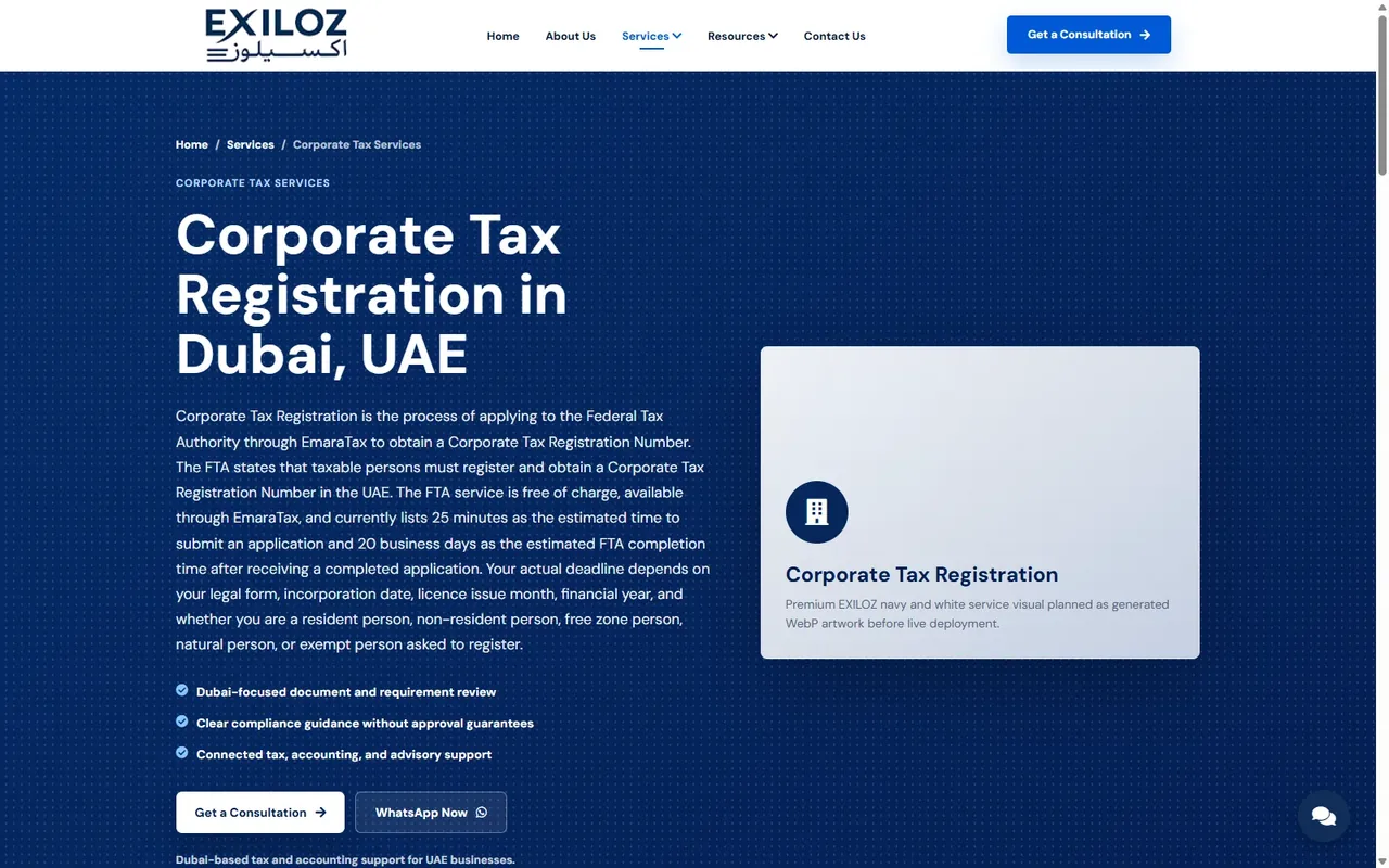 Corporate Tax Registration Page