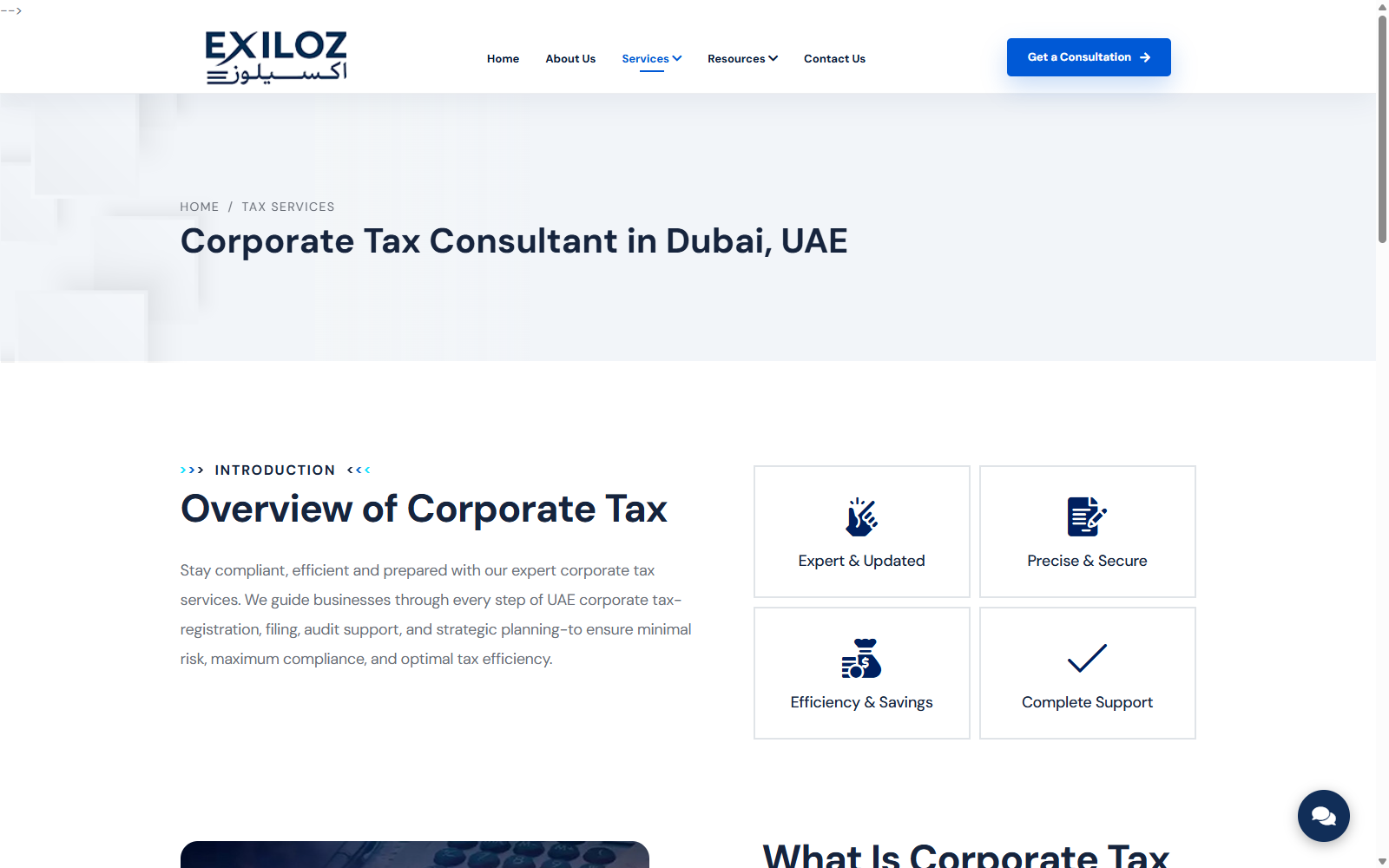 Corporate tax page new screenshot