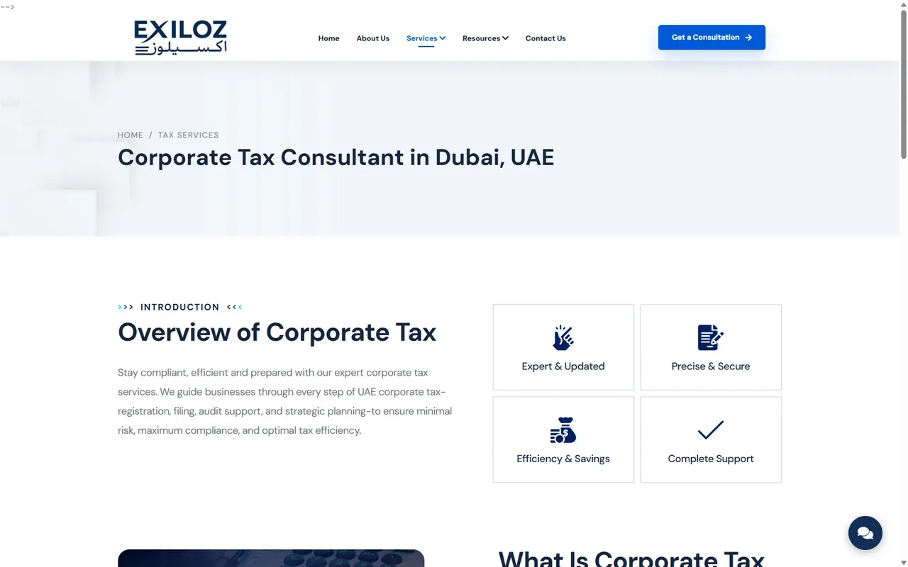 Corporate tax page new screenshot