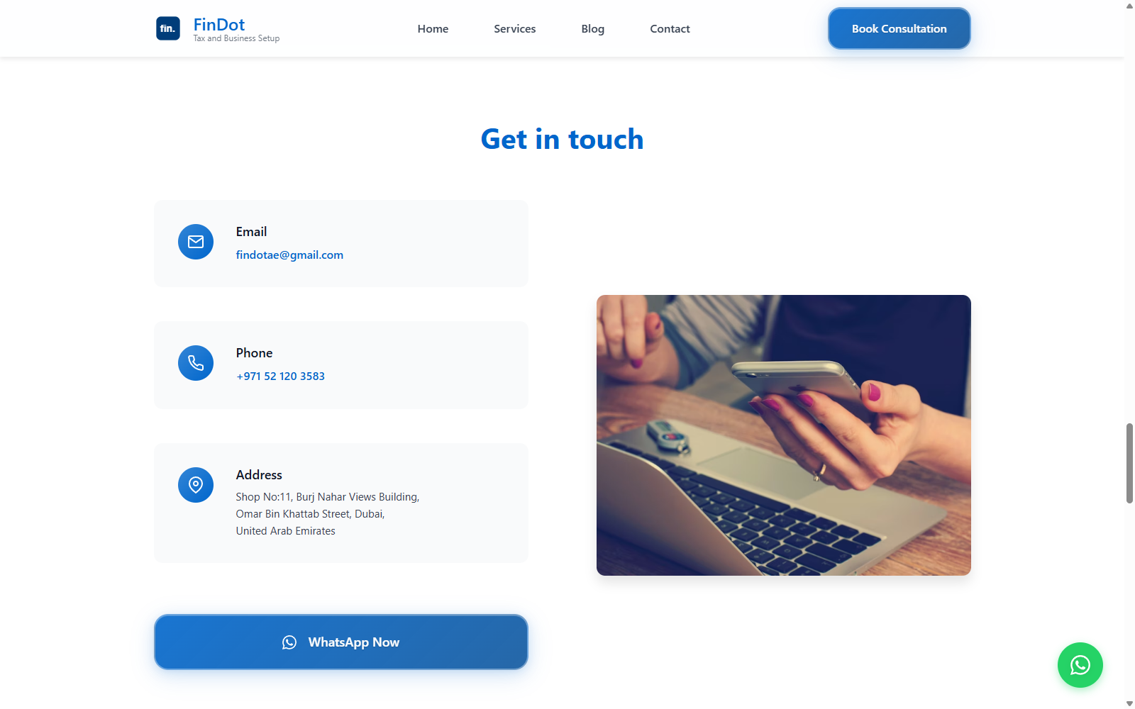 Contact and booking section