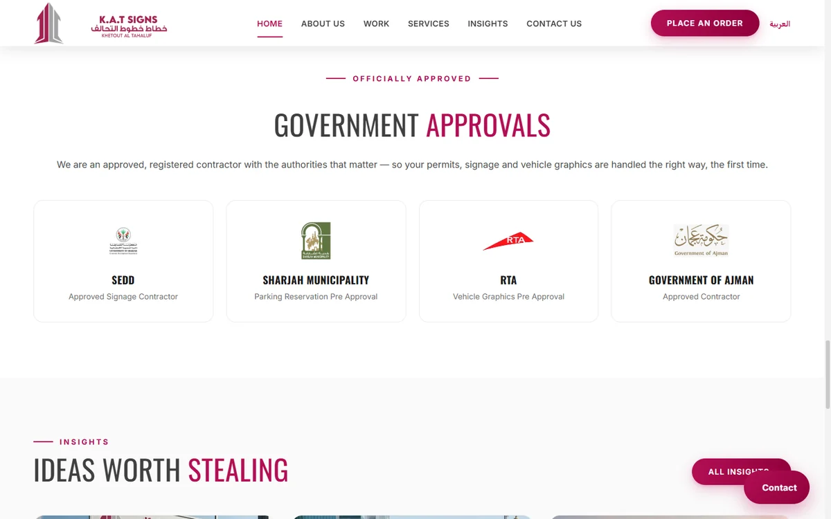 Government approvals section