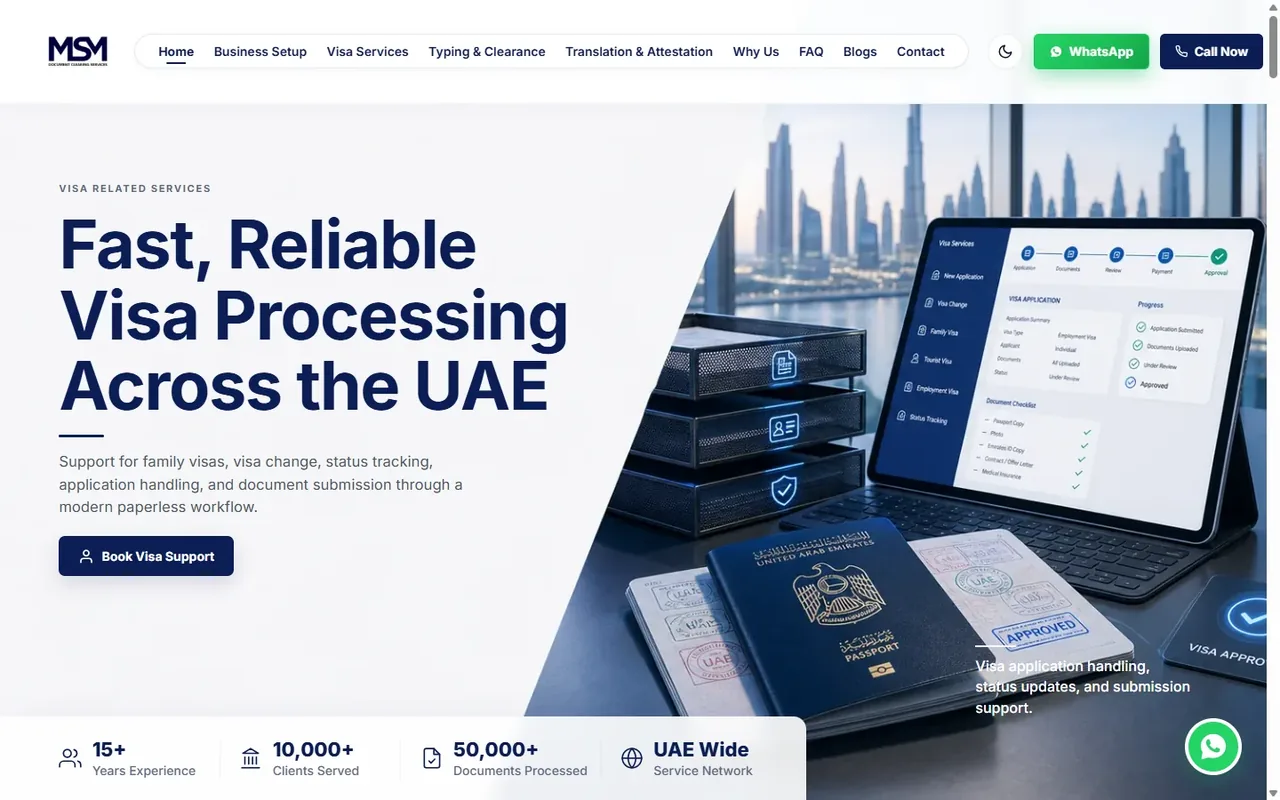 MSM Document Clearing Website desktop website screenshot