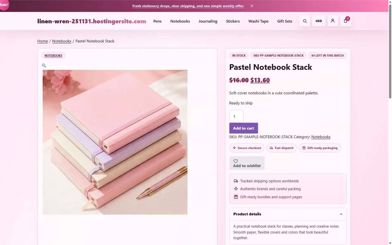 Pastel Notebook Product Page