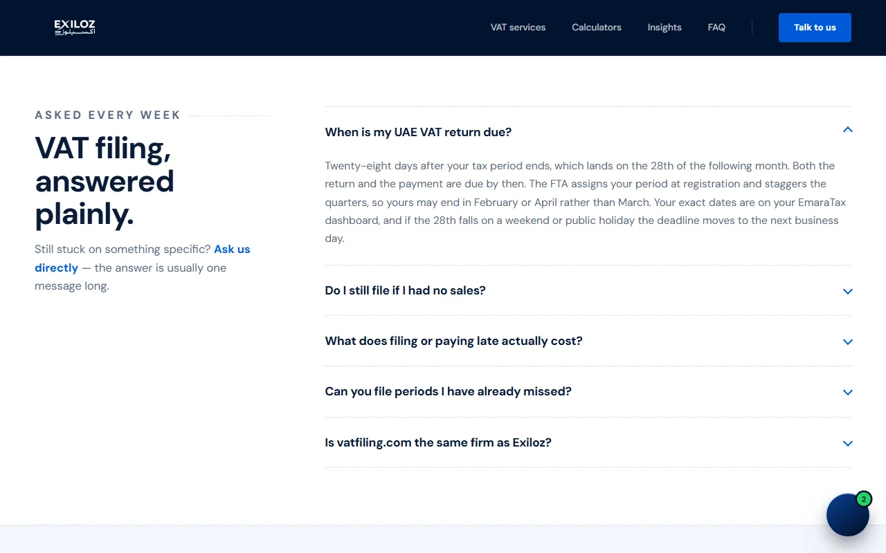 FAQ section